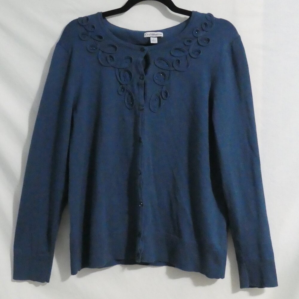CROFT & BARROW | large | Blue Button-up Front Cardigan